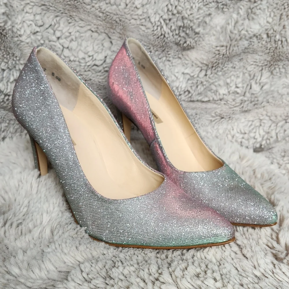 Paul Green Designer Iridescent Silver Heels - uk Size 6.5, us size 9 Worn 1 Time - Picture 3 of 13